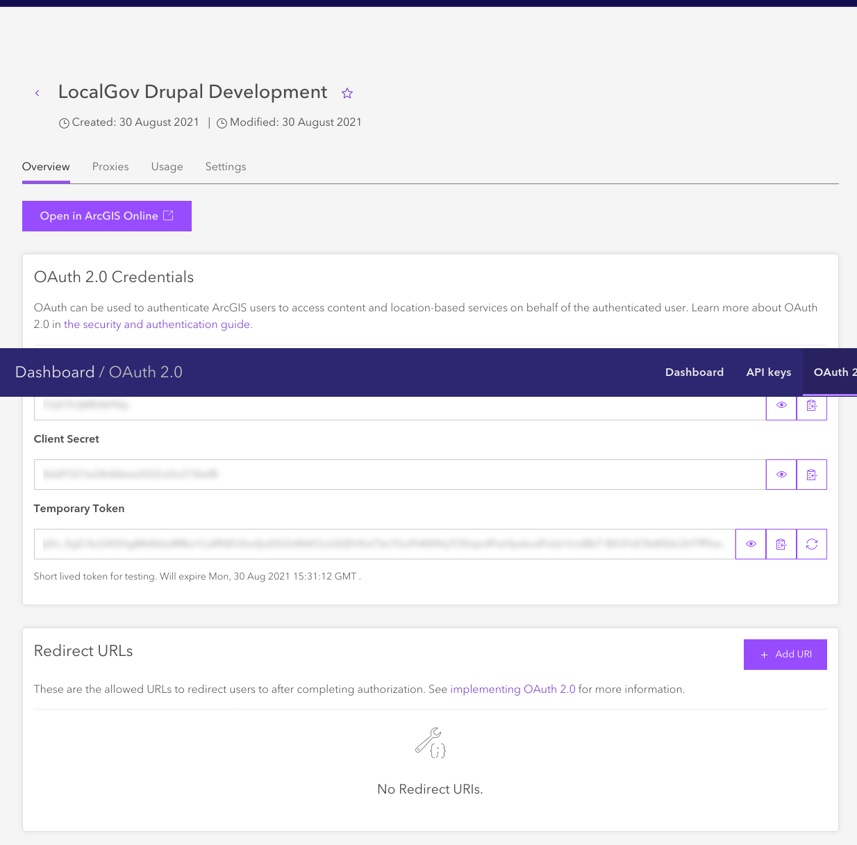 ArcGIS Online add auth 2.0 app